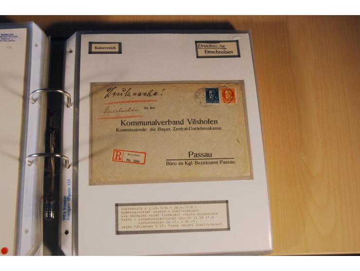 1885/1993, 9-bändige Sammlung "Eingeschriebene Drucksachen" mit insgesamt 370 Briefen, Karten und Streifbändern; vertreten is