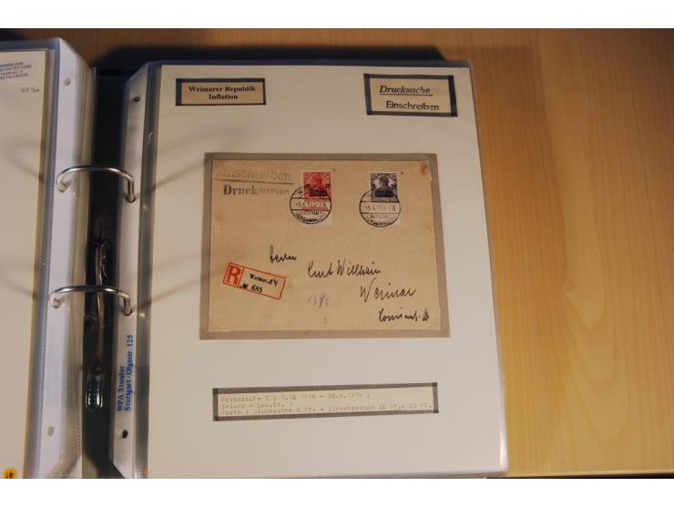 1885/1993, 9-bändige Sammlung "Eingeschriebene Drucksachen" mit insgesamt 370 Briefen, Karten und Streifbändern; vertreten is
