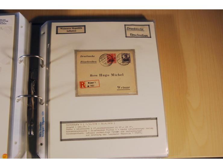 1885/1993, 9-bändige Sammlung "Eingeschriebene Drucksachen" mit insgesamt 370 Briefen, Karten und Streifbändern; vertreten is