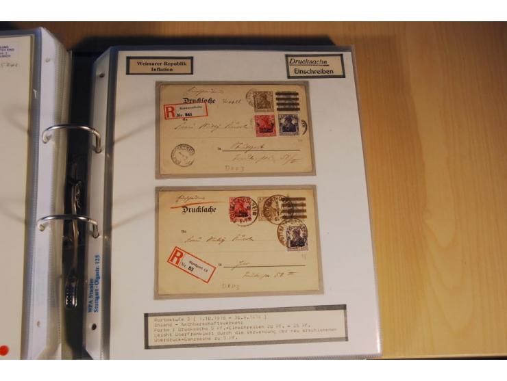 1885/1993, 9-bändige Sammlung "Eingeschriebene Drucksachen" mit insgesamt 370 Briefen, Karten und Streifbändern; vertreten is