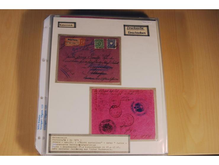 1885/1993, 9-bändige Sammlung "Eingeschriebene Drucksachen" mit insgesamt 370 Briefen, Karten und Streifbändern; vertreten is