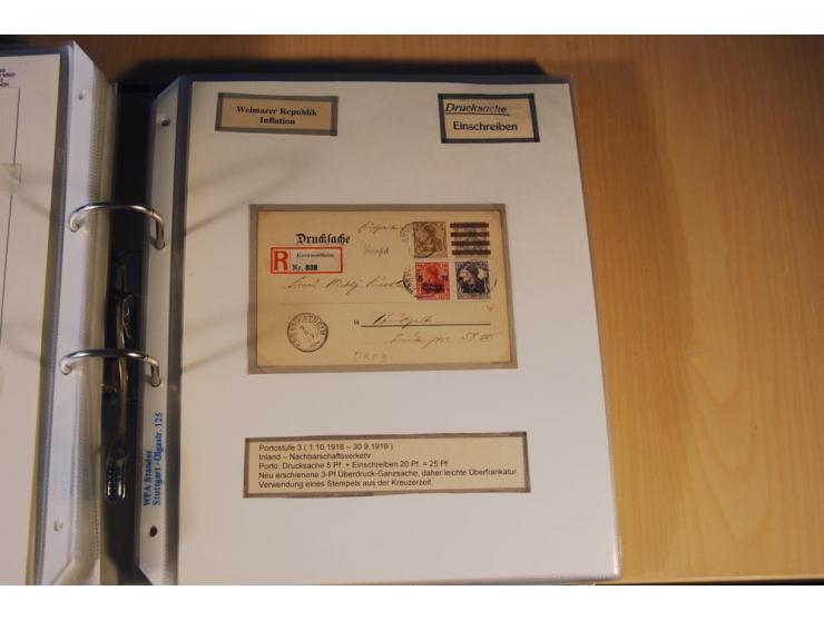 1885/1993, 9-bändige Sammlung "Eingeschriebene Drucksachen" mit insgesamt 370 Briefen, Karten und Streifbändern; vertreten is