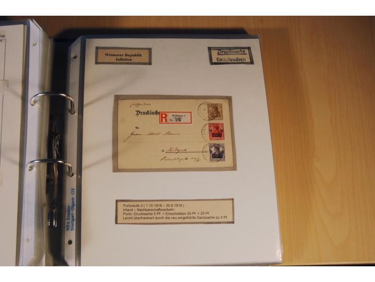 1885/1993, 9-bändige Sammlung "Eingeschriebene Drucksachen" mit insgesamt 370 Briefen, Karten und Streifbändern; vertreten is