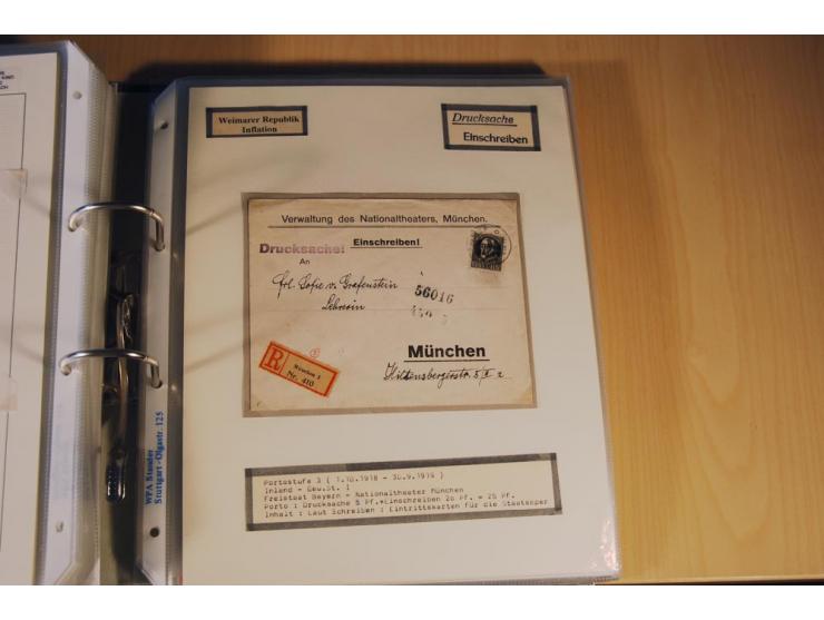 1885/1993, 9-bändige Sammlung "Eingeschriebene Drucksachen" mit insgesamt 370 Briefen, Karten und Streifbändern; vertreten is