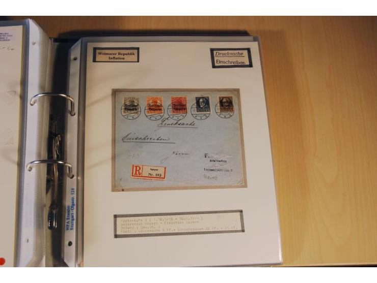 1885/1993, 9-bändige Sammlung "Eingeschriebene Drucksachen" mit insgesamt 370 Briefen, Karten und Streifbändern; vertreten is