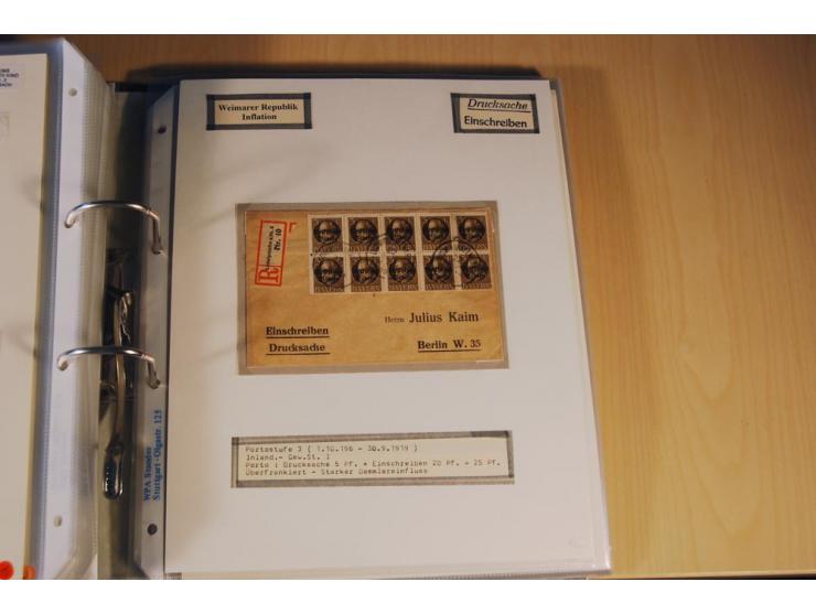 1885/1993, 9-bändige Sammlung "Eingeschriebene Drucksachen" mit insgesamt 370 Briefen, Karten und Streifbändern; vertreten is