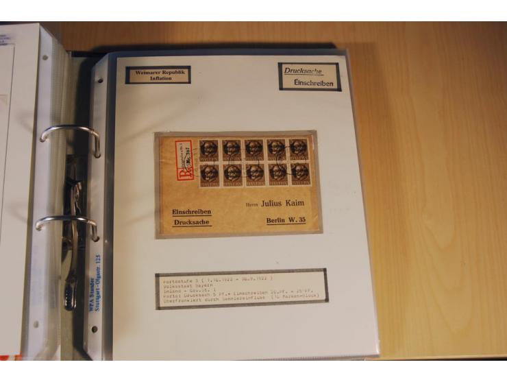 1885/1993, 9-bändige Sammlung "Eingeschriebene Drucksachen" mit insgesamt 370 Briefen, Karten und Streifbändern; vertreten is