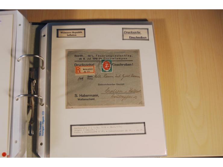 1885/1993, 9-bändige Sammlung "Eingeschriebene Drucksachen" mit insgesamt 370 Briefen, Karten und Streifbändern; vertreten is