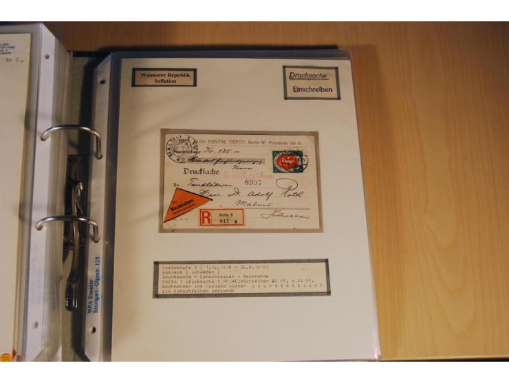 1885/1993, 9-bändige Sammlung "Eingeschriebene Drucksachen" mit insgesamt 370 Briefen, Karten und Streifbändern; vertreten is