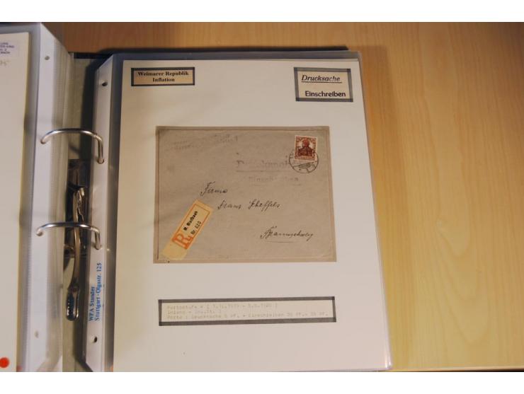 1885/1993, 9-bändige Sammlung "Eingeschriebene Drucksachen" mit insgesamt 370 Briefen, Karten und Streifbändern; vertreten is