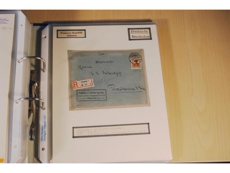 1885/1993, 9-bändige Sammlung "Eingeschriebene Drucksachen" mit insgesamt 370 Briefen, Karten und Streifbändern; vertreten is