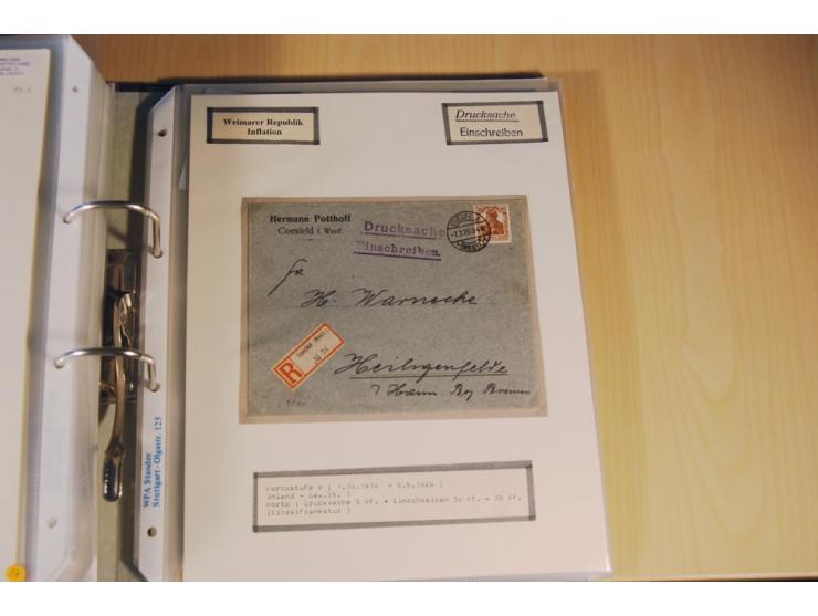 1885/1993, 9-bändige Sammlung "Eingeschriebene Drucksachen" mit insgesamt 370 Briefen, Karten und Streifbändern; vertreten is