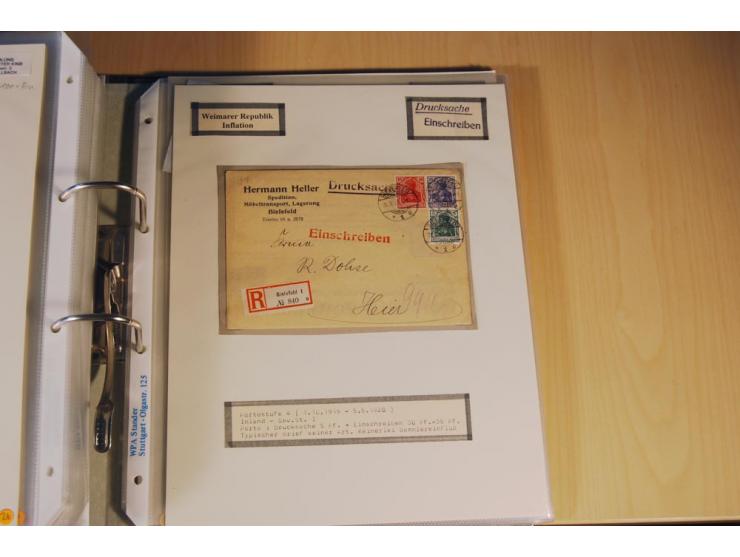 1885/1993, 9-bändige Sammlung "Eingeschriebene Drucksachen" mit insgesamt 370 Briefen, Karten und Streifbändern; vertreten is