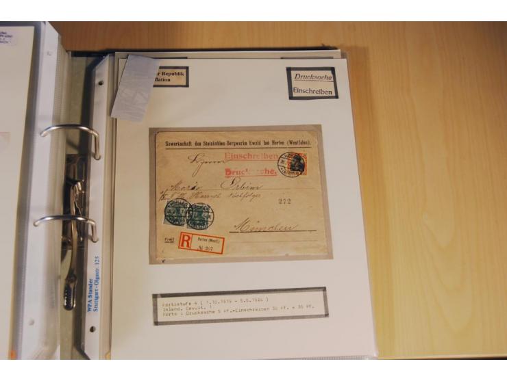 1885/1993, 9-bändige Sammlung "Eingeschriebene Drucksachen" mit insgesamt 370 Briefen, Karten und Streifbändern; vertreten is