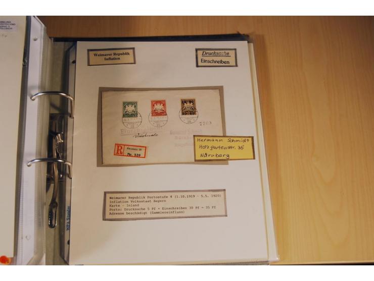 1885/1993, 9-bändige Sammlung "Eingeschriebene Drucksachen" mit insgesamt 370 Briefen, Karten und Streifbändern; vertreten is