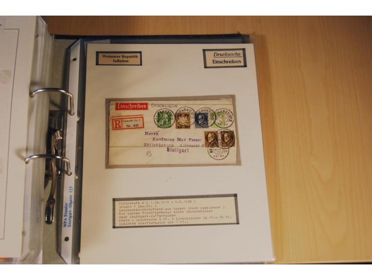 1885/1993, 9-bändige Sammlung "Eingeschriebene Drucksachen" mit insgesamt 370 Briefen, Karten und Streifbändern; vertreten is