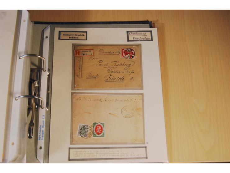 1885/1993, 9-bändige Sammlung "Eingeschriebene Drucksachen" mit insgesamt 370 Briefen, Karten und Streifbändern; vertreten is
