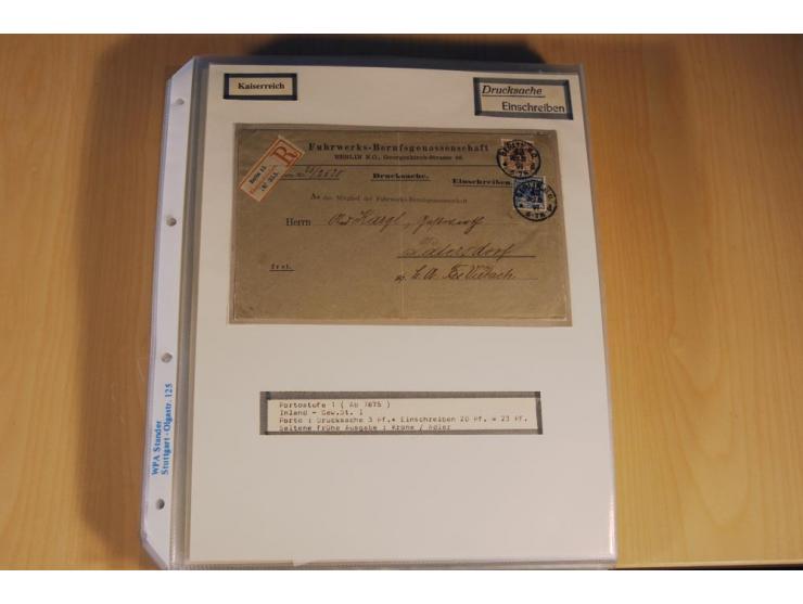1885/1993, 9-bändige Sammlung "Eingeschriebene Drucksachen" mit insgesamt 370 Briefen, Karten und Streifbändern; vertreten is