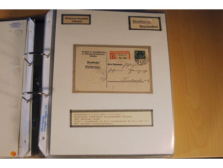 1885/1993, 9-bändige Sammlung "Eingeschriebene Drucksachen" mit insgesamt 370 Briefen, Karten und Streifbändern; vertreten is