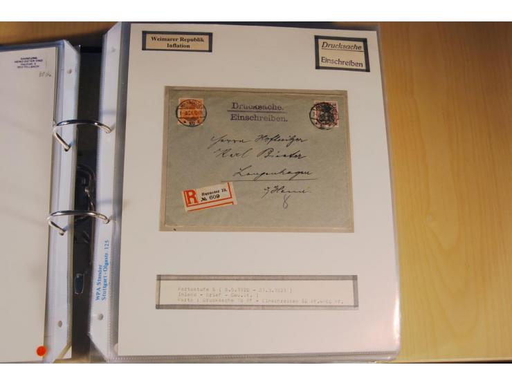 1885/1993, 9-bändige Sammlung "Eingeschriebene Drucksachen" mit insgesamt 370 Briefen, Karten und Streifbändern; vertreten is