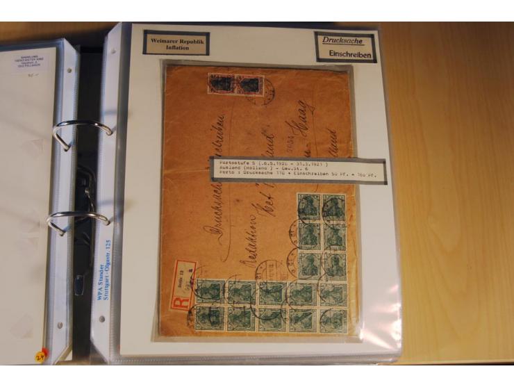 1885/1993, 9-bändige Sammlung "Eingeschriebene Drucksachen" mit insgesamt 370 Briefen, Karten und Streifbändern; vertreten is