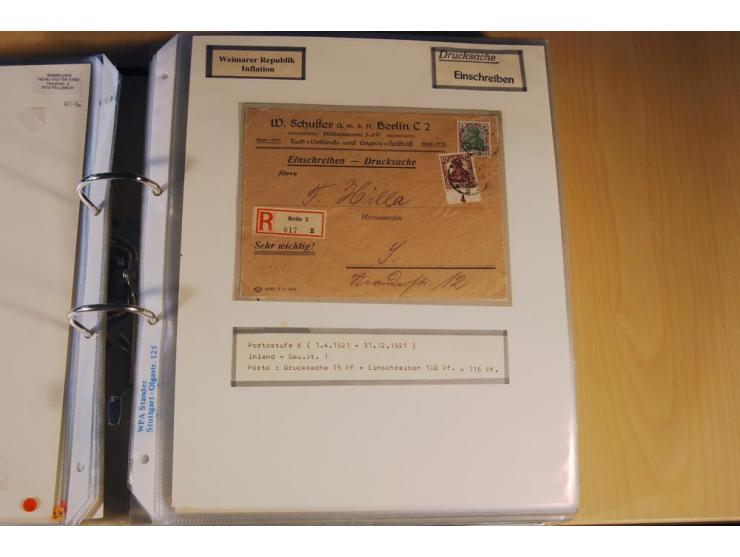 1885/1993, 9-bändige Sammlung "Eingeschriebene Drucksachen" mit insgesamt 370 Briefen, Karten und Streifbändern; vertreten is