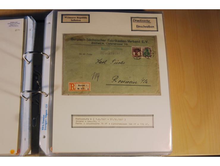 1885/1993, 9-bändige Sammlung "Eingeschriebene Drucksachen" mit insgesamt 370 Briefen, Karten und Streifbändern; vertreten is