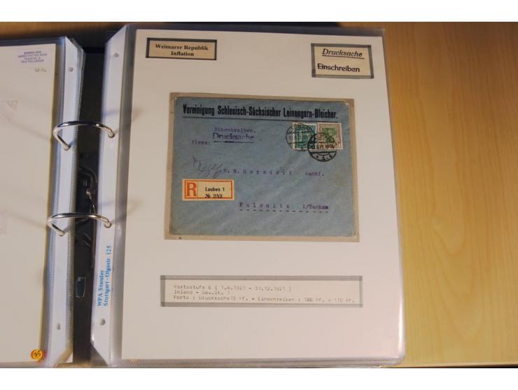 1885/1993, 9-bändige Sammlung "Eingeschriebene Drucksachen" mit insgesamt 370 Briefen, Karten und Streifbändern; vertreten is