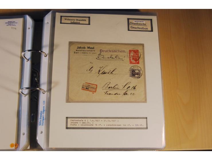 1885/1993, 9-bändige Sammlung "Eingeschriebene Drucksachen" mit insgesamt 370 Briefen, Karten und Streifbändern; vertreten is