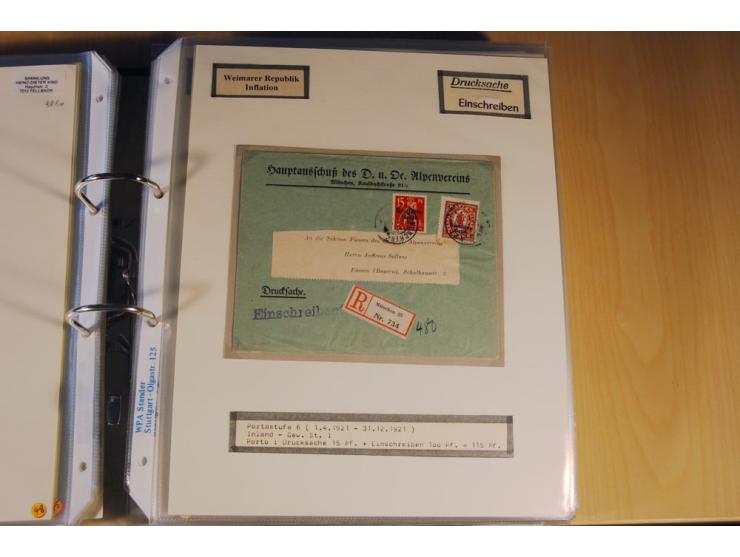 1885/1993, 9-bändige Sammlung "Eingeschriebene Drucksachen" mit insgesamt 370 Briefen, Karten und Streifbändern; vertreten is