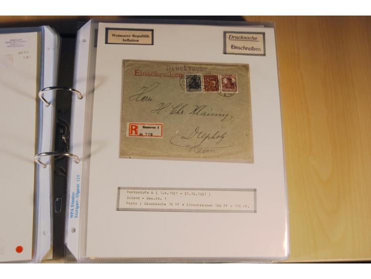 1885/1993, 9-bändige Sammlung "Eingeschriebene Drucksachen" mit insgesamt 370 Briefen, Karten und Streifbändern; vertreten is