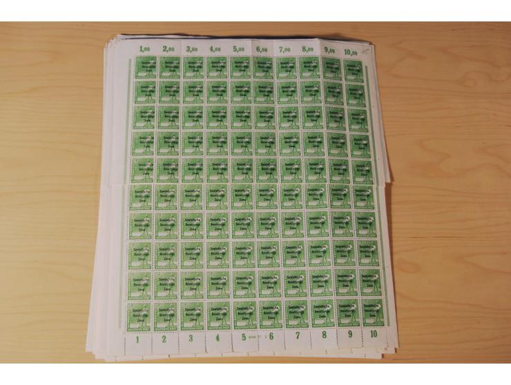 ALLGEMEINE AUSGABEN: 1948, Arbeiter 2-84 Pfg. kpl., 200 postfrische Sätze in Bogen und -teilen, dabei Farbnuancen (Mi.-Nr. 18