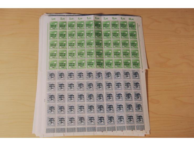 ALLGEMEINE AUSGABEN: 1948, Arbeiter 2-84 Pfg. kpl., 200 postfrische Sätze in Bogen und -teilen, dabei Farbnuancen (Mi.-Nr. 18