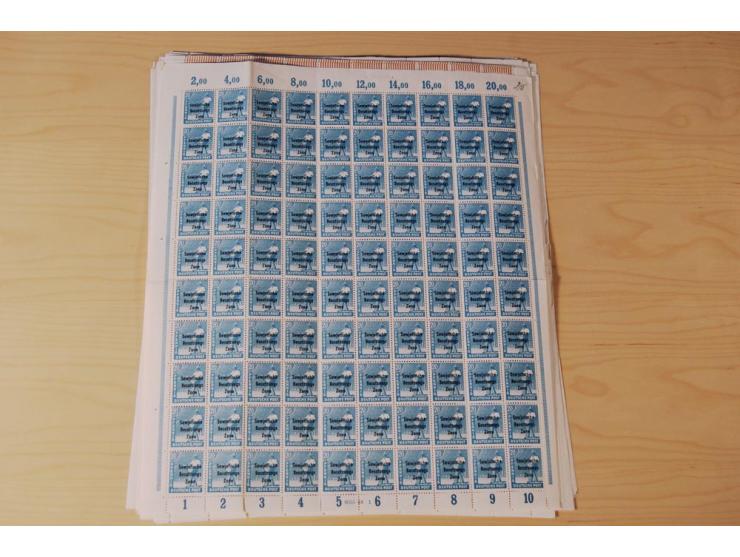 ALLGEMEINE AUSGABEN: 1948, Arbeiter 2-84 Pfg. kpl., 200 postfrische Sätze in Bogen und -teilen, dabei Farbnuancen (Mi.-Nr. 18
