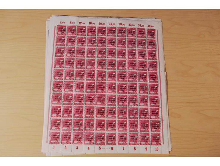 ALLGEMEINE AUSGABEN: 1948, Arbeiter 2-84 Pfg. kpl., 200 postfrische Sätze in Bogen und -teilen, dabei Farbnuancen (Mi.-Nr. 18