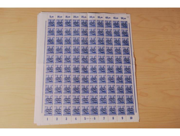 ALLGEMEINE AUSGABEN: 1948, Arbeiter 2-84 Pfg. kpl., 200 postfrische Sätze in Bogen und -teilen, dabei Farbnuancen (Mi.-Nr. 18