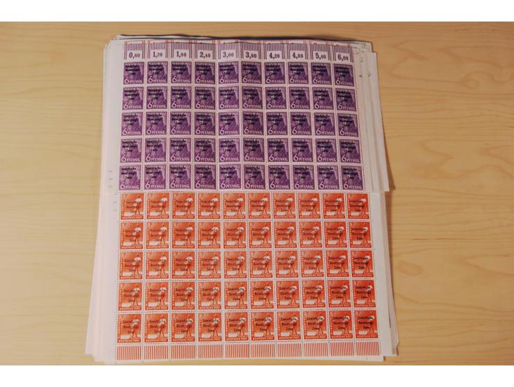 ALLGEMEINE AUSGABEN: 1948, Arbeiter 2-84 Pfg. kpl., 200 postfrische Sätze in Bogen und -teilen, dabei Farbnuancen (Mi.-Nr. 18