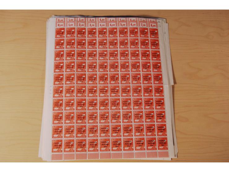 ALLGEMEINE AUSGABEN: 1948, Arbeiter 2-84 Pfg. kpl., 200 postfrische Sätze in Bogen und -teilen, dabei Farbnuancen (Mi.-Nr. 18