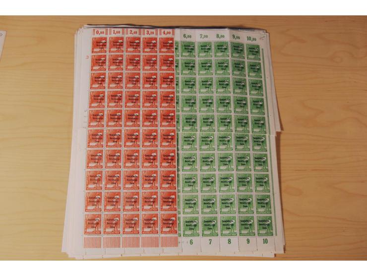 ALLGEMEINE AUSGABEN: 1948, Arbeiter 2-84 Pfg. kpl., 200 postfrische Sätze in Bogen und -teilen, dabei Farbnuancen (Mi.-Nr. 18
