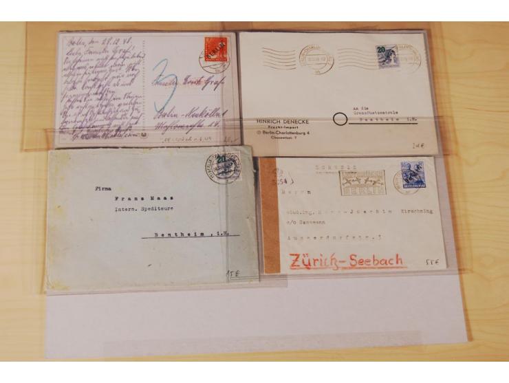 1948, Schwarz- bis Grünaufdruck, fast 50 Briefe und Karten mit EF und MEF, interessanten Stempeln und Auslandspost, zum Teil 