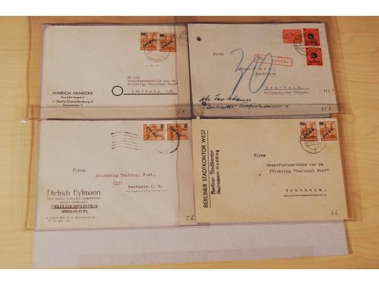 1948, Schwarz- bis Grünaufdruck, fast 50 Briefe und Karten mit EF und MEF, interessanten Stempeln und Auslandspost, zum Teil 