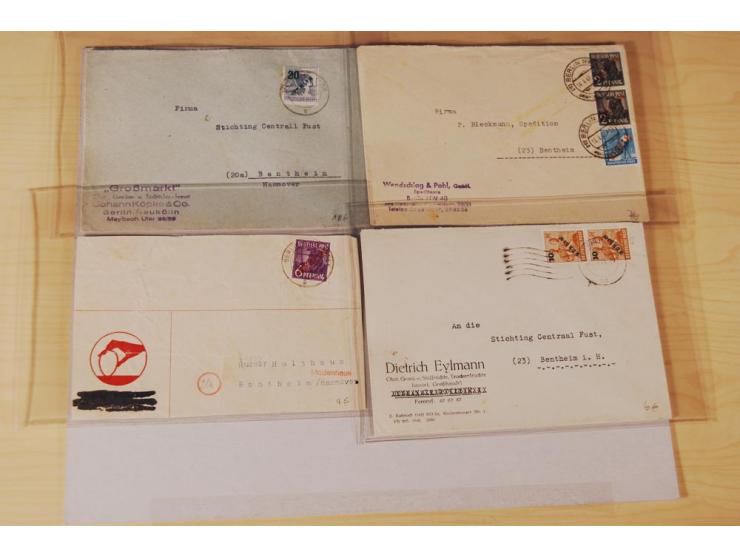 1948, Schwarz- bis Grünaufdruck, fast 50 Briefe und Karten mit EF und MEF, interessanten Stempeln und Auslandspost, zum Teil 