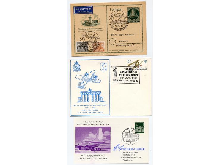 1949/68, 9 verschiedene Luftbrückenbelege, dazu 6 Postkriegsbelege, teils von außerhalb Berlins