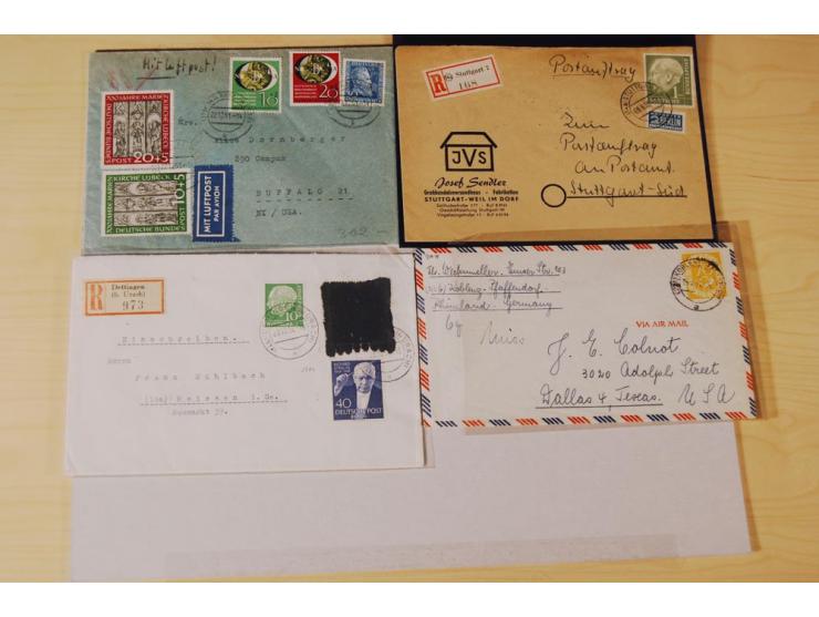 BRIEFPOSTEN: 1948/69, 21 Briefe und Karten mit vielen guten Frankaturen, dabei Berlin Goethe auf FDC, Postkrieg, etc.
