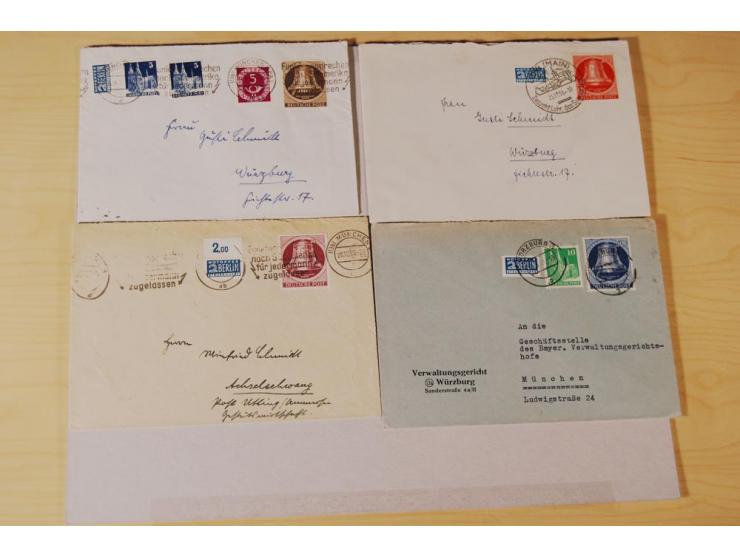 BRIEFPOSTEN: 1948/69, 21 Briefe und Karten mit vielen guten Frankaturen, dabei Berlin Goethe auf FDC, Postkrieg, etc.