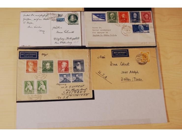 BRIEFPOSTEN: 1948/69, 21 Briefe und Karten mit vielen guten Frankaturen, dabei Berlin Goethe auf FDC, Postkrieg, etc.