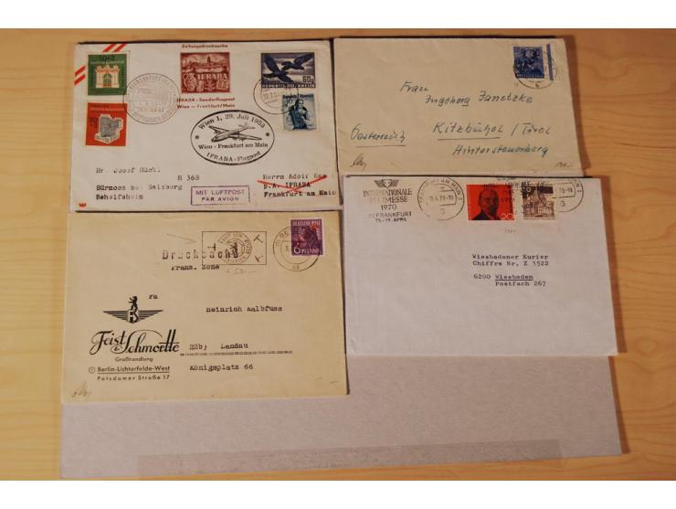 BRIEFPOSTEN: 1948/69, 21 Briefe und Karten mit vielen guten Frankaturen, dabei Berlin Goethe auf FDC, Postkrieg, etc.