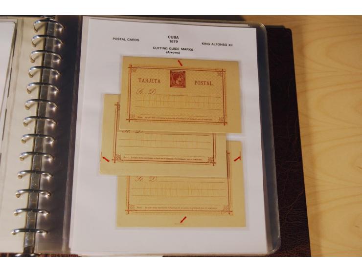 1878/98, spezialisierte Sammlung von ca. 150 ungebrauchten und 23 gebrauchten Ganzsachenkarten in 3 Alben, dabei interessante