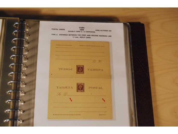 1878/98, spezialisierte Sammlung von ca. 150 ungebrauchten und 23 gebrauchten Ganzsachenkarten in 3 Alben, dabei interessante