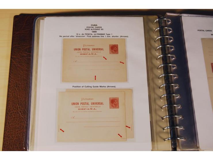 1878/98, spezialisierte Sammlung von ca. 150 ungebrauchten und 23 gebrauchten Ganzsachenkarten in 3 Alben, dabei interessante